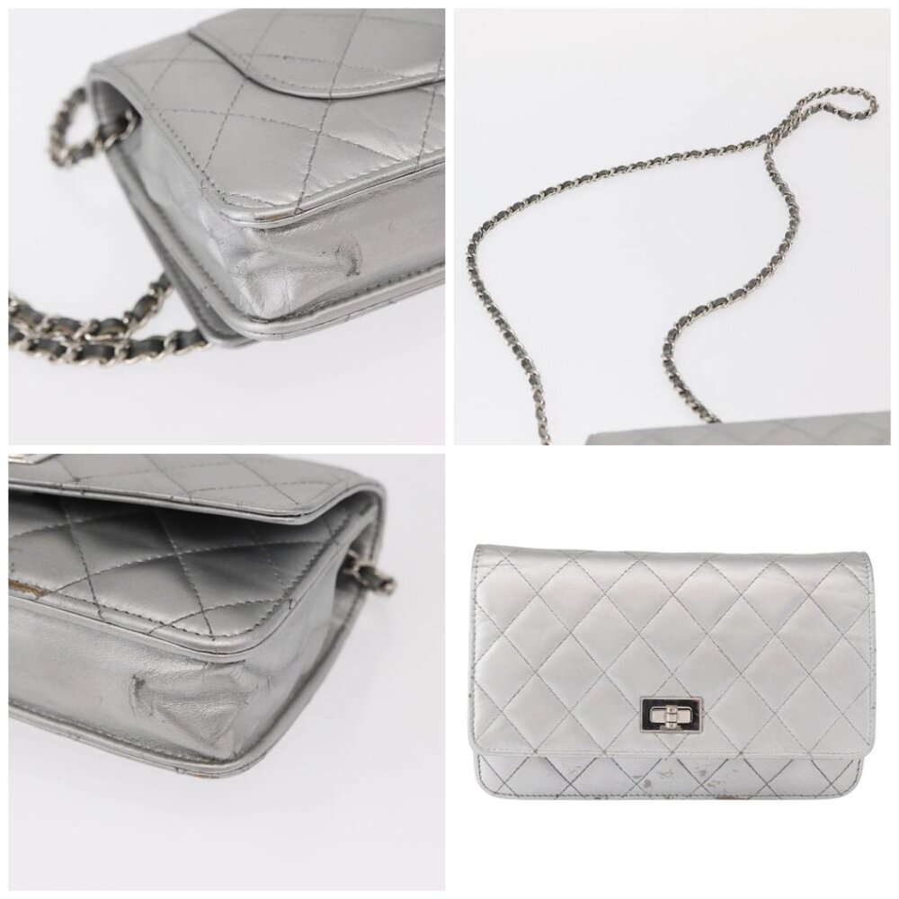 CHANEL Matelasse Chain Wallet Leather Silver - Picture 7 of 16